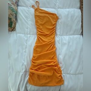 Princess Polly Vibrant Orange Ruched Dress